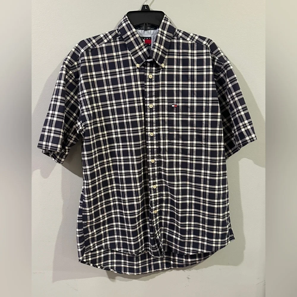 Tommy Hilfiger Men’s Plaid Button Down Shirt Size L 16-16.5
